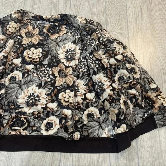 Isaac Mizrahi Live! Floral Brown Fleece Zip Sweater Women’s size XL - Picture 8 of 15